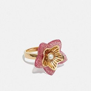 COACH Folk Floral Ring, Adjustable, NWT + BOX